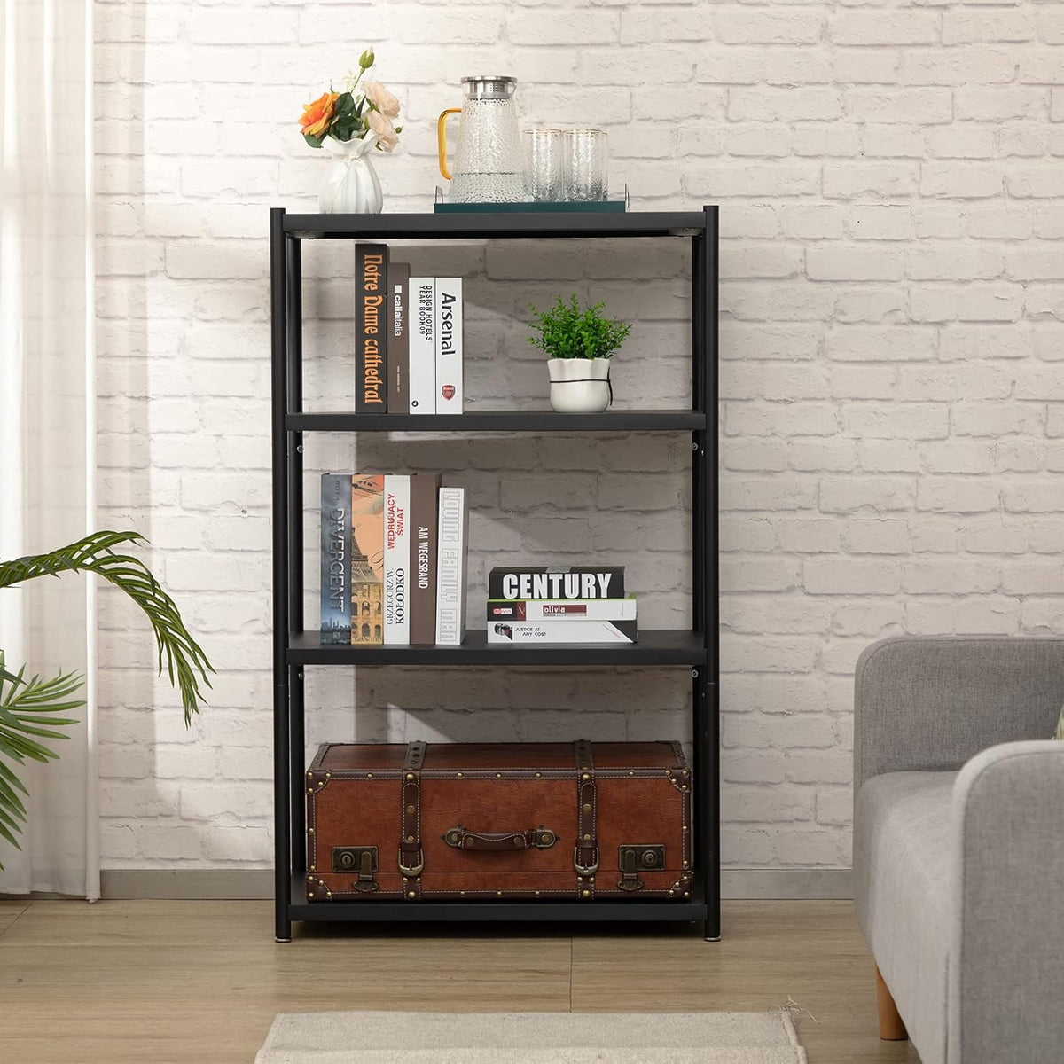 27.5 Inch 4 Tire Metal Wire Storage Shelf Black Utility Rack, Pack of 2 Q74614