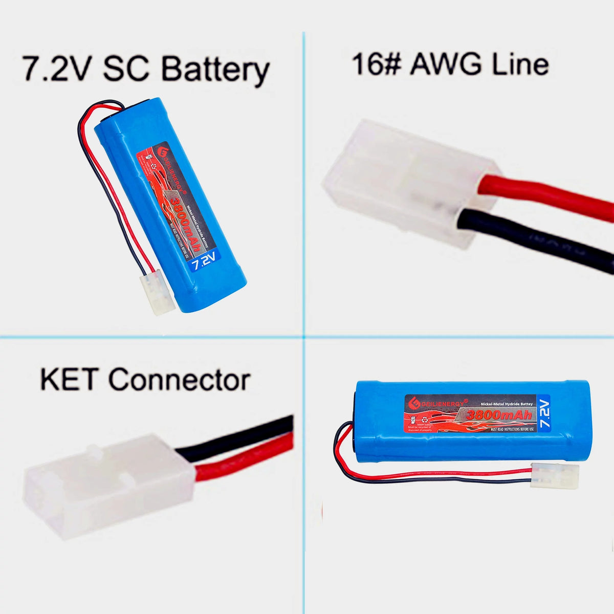 7.2V 3800mAh NiMH RC Battery with Tamiya Connector (1 Pack) N829077