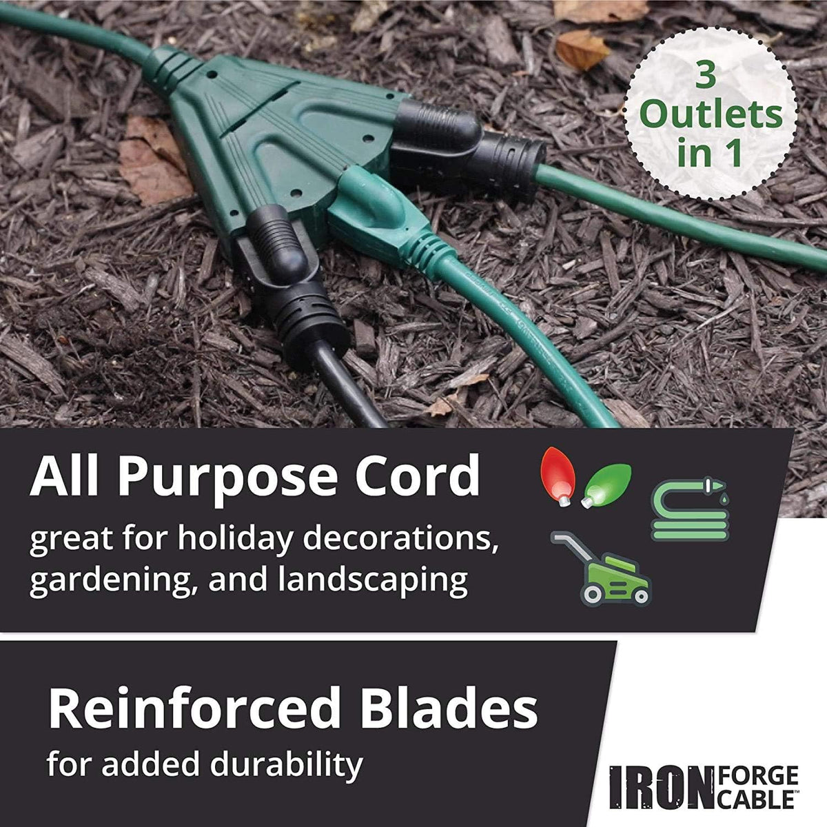 2 Pack of 50 Ft Outdoor Extension Cords with Power Block L322