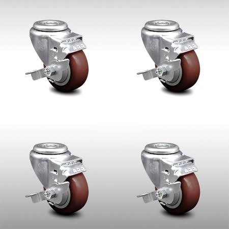 3 inch Polyurethane Swivel Caster Set with Brake I38749