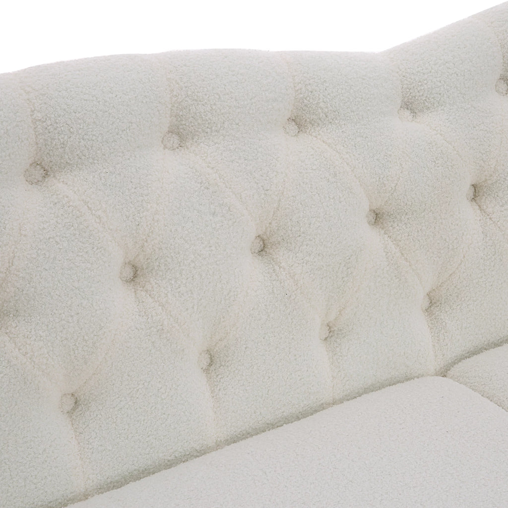 Teddy Velvet Button Tufted Sofa with Nailhead Arms and Rubber Wood Legs J451437