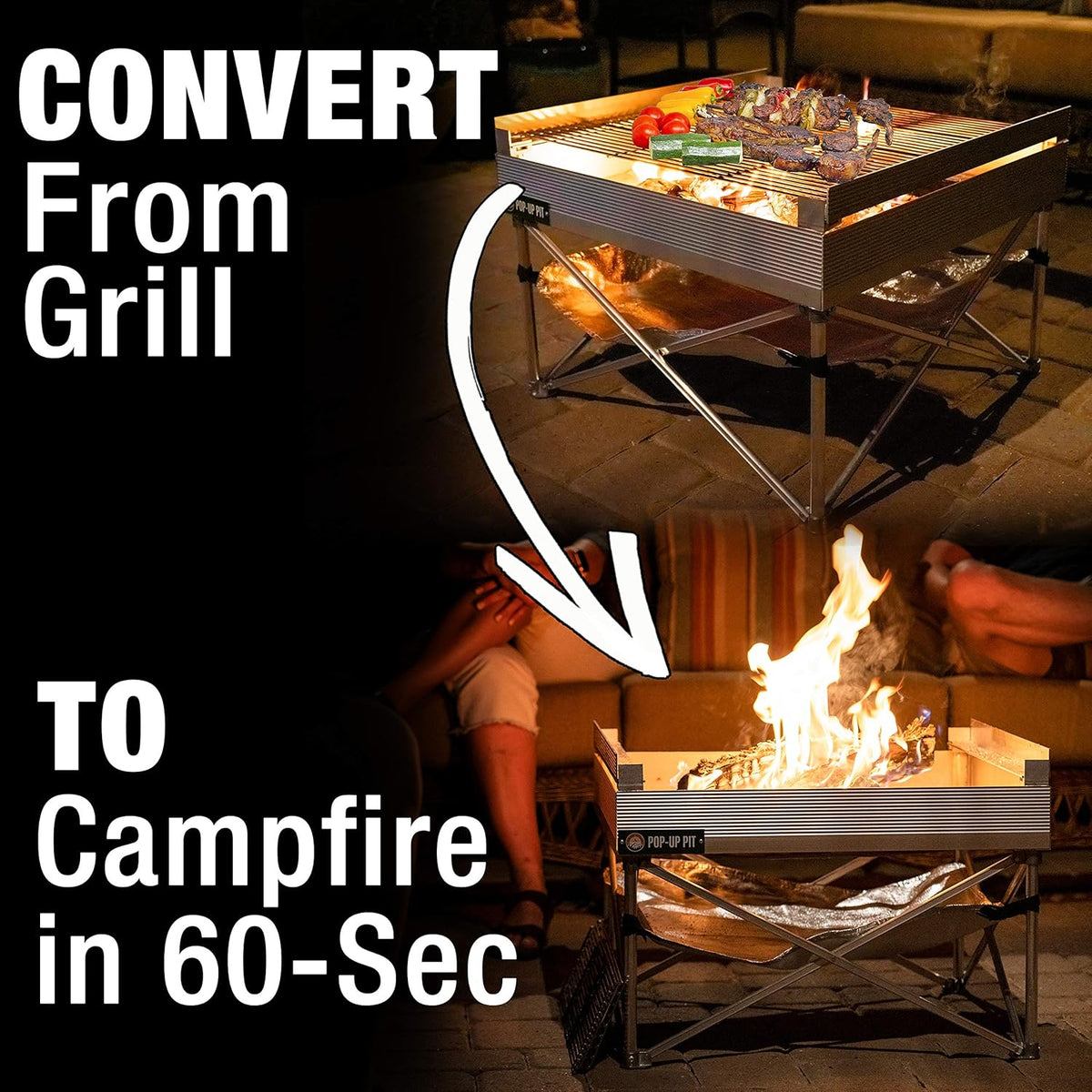 Portable Pop-Up Fire Pit and BBQ Grill with Carrying Bags I868240