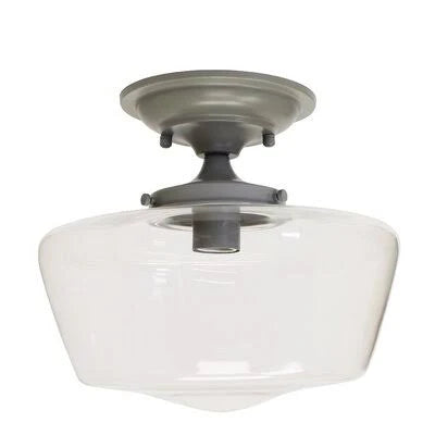 1 Light Gray Clear Glass Semi Flush Mount Q647161