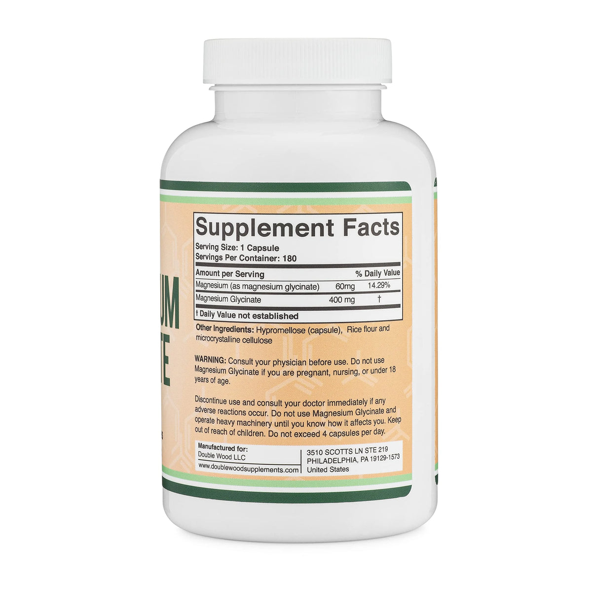 Magnesium Glycinate 400mg, 180 Capsules S9138