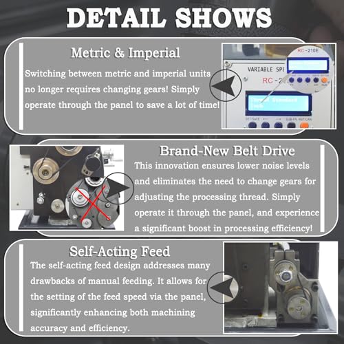 8"x32" Benchtop Metal Lathe Machine 1100W 50-2500RPM F330596