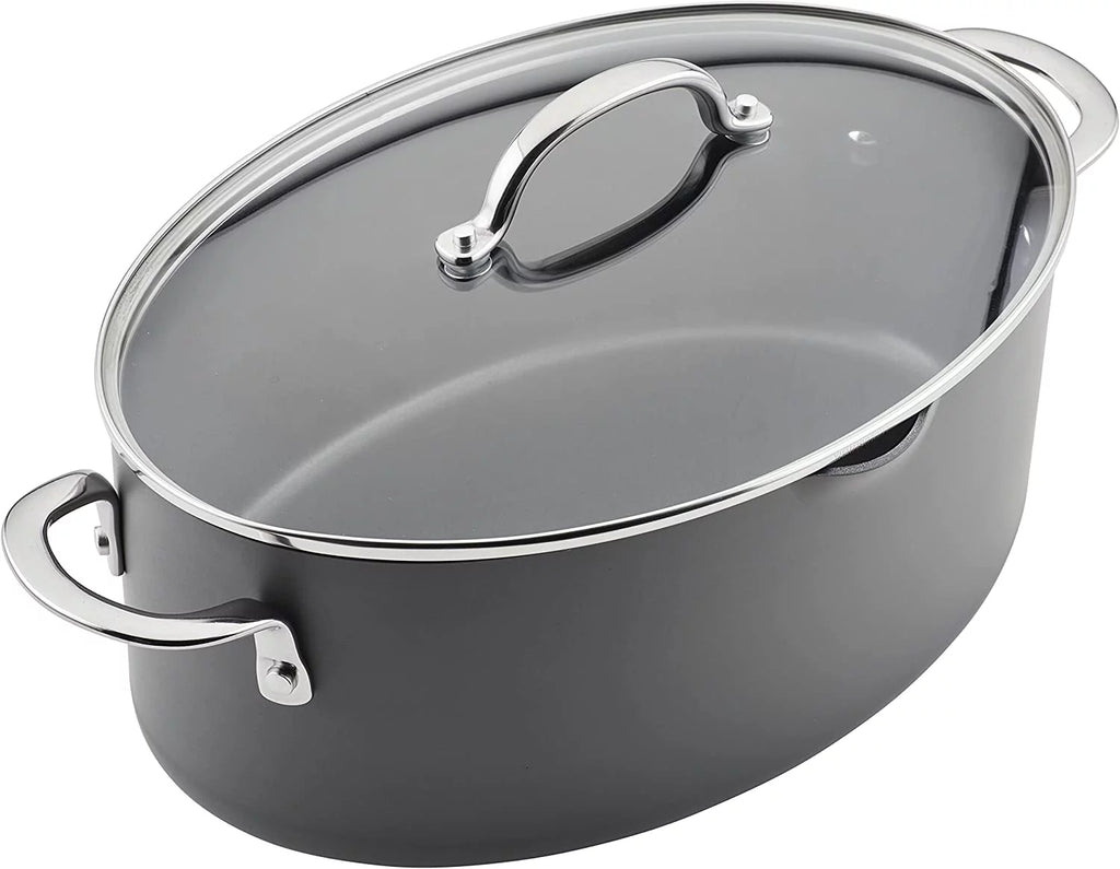 Hard Anodized 8 Quart Non-stick Oval Pasta Pot and Braiser G390