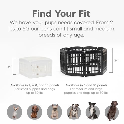 8-Panel 34" Black Foldable Dog Playpen U624180