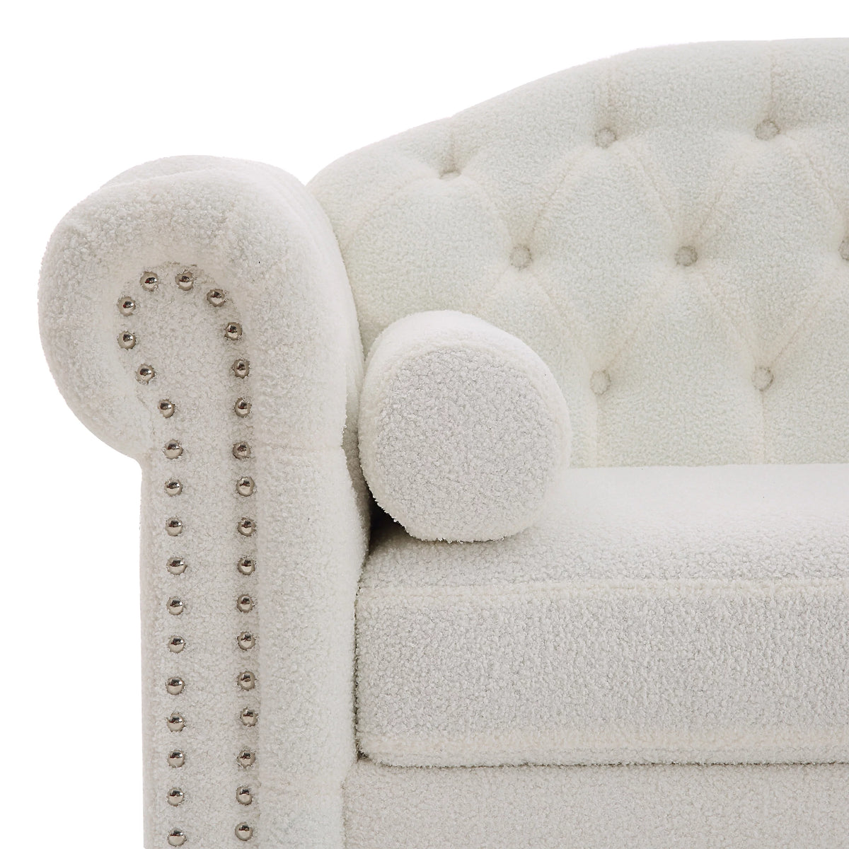 Teddy Velvet Button Tufted Sofa with Nailhead Arms and Rubber Wood Legs J451437