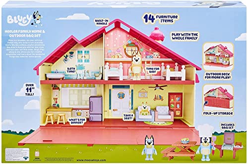 Bluey Mega Bundle Family Home & BBQ Playset, 4 Figures, 13+ Removable Furniture Pieces, Accessories A656775