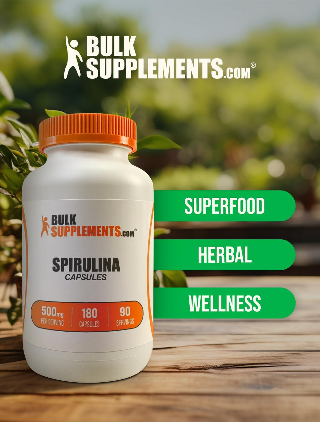 Spirulina Capsules 500mg, 180 Capsules E785591