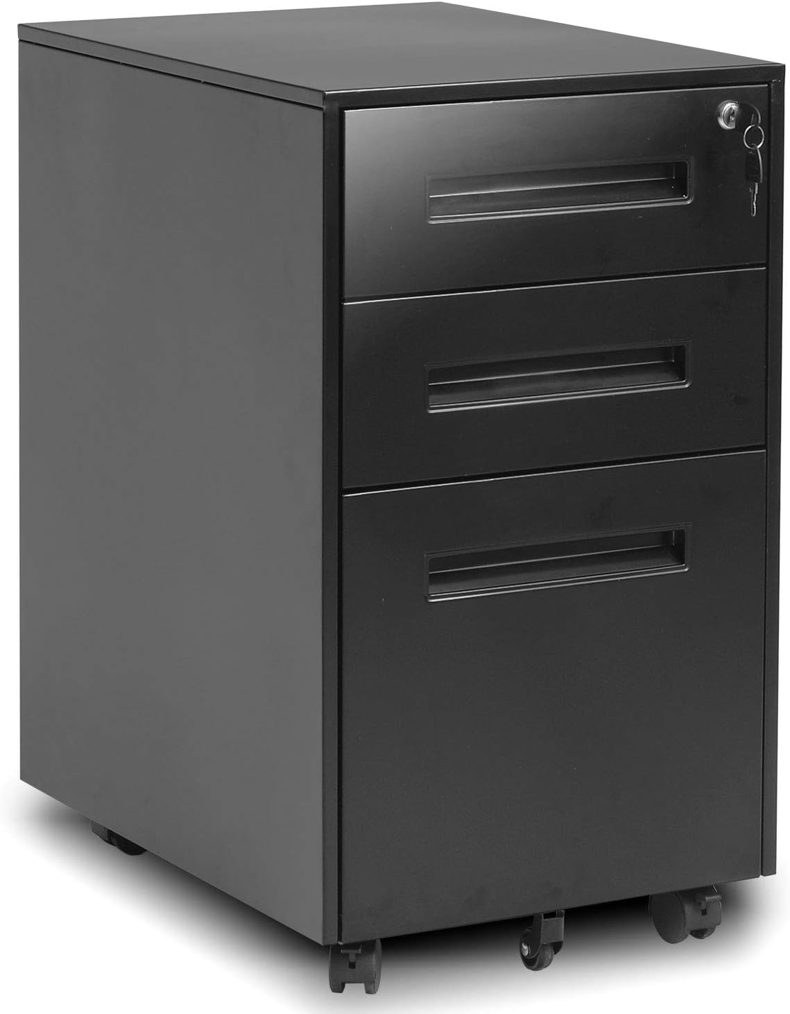 Black 3 Drawer Metal Mobile File Cabinet E354