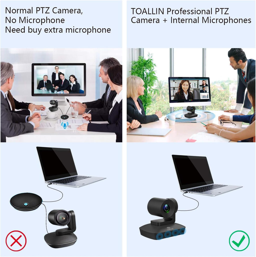 1080P PTZ Conference Room Camera with 4 Microphones Array J3073