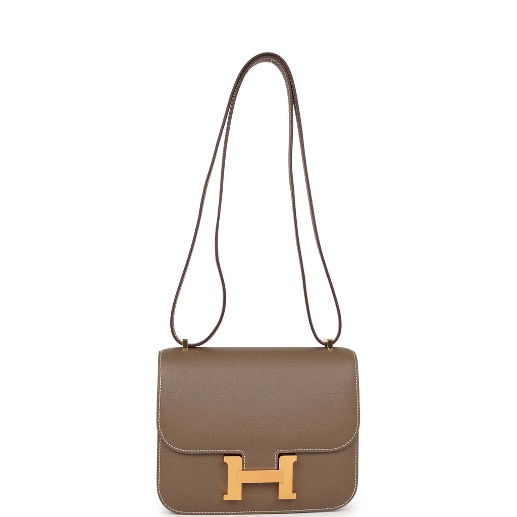 Etoupe Epsom Leather Shoulder Bag R789