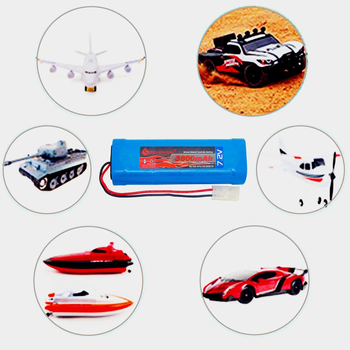 7.2V 3800mAh NiMH RC Battery with Tamiya Connector (1 Pack) N829077