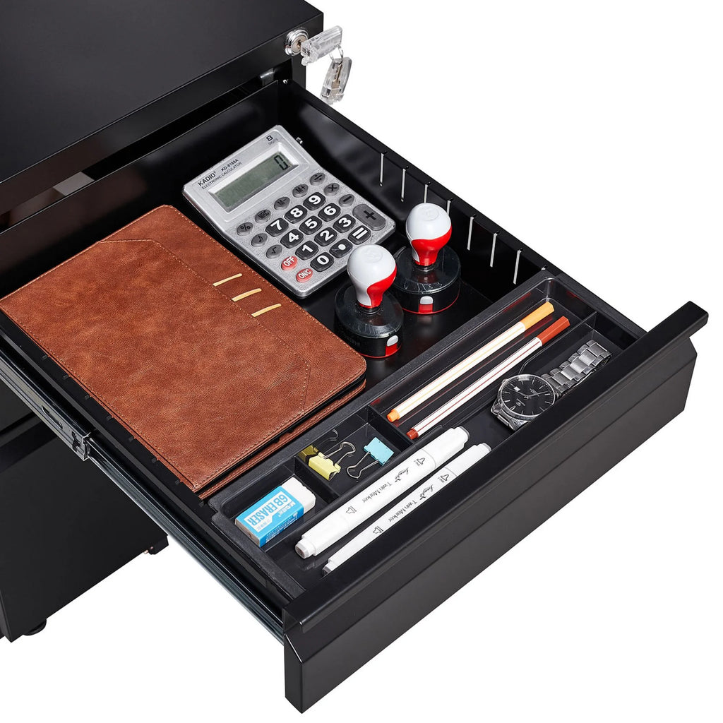 Black 3 Drawer Metal File Cabinet with Lock Y630