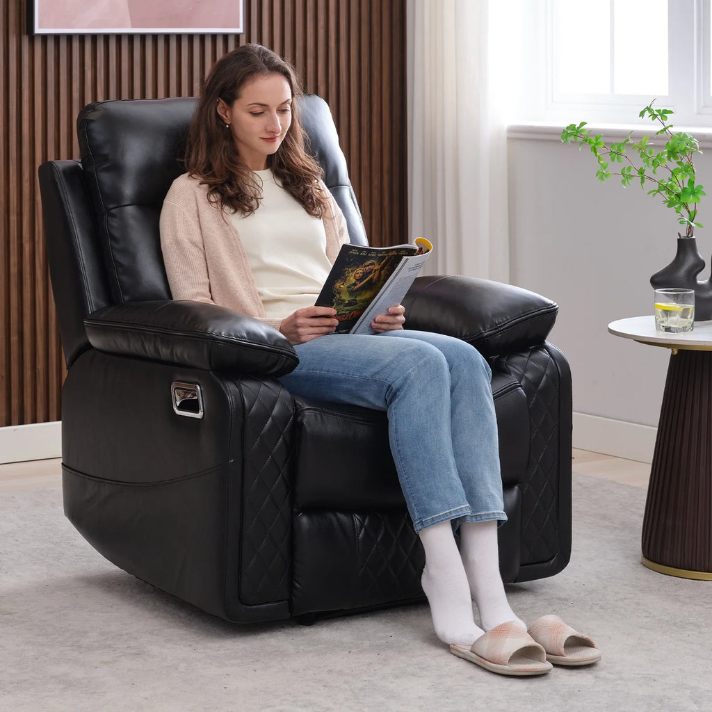 Black PU Leather Recliner Chair A8084