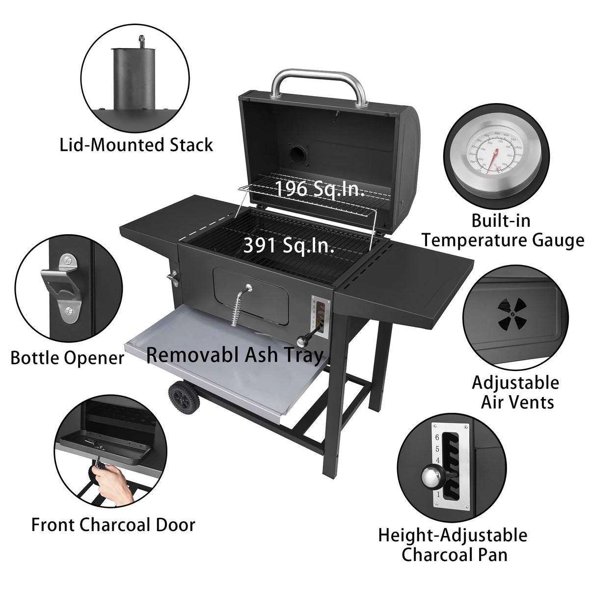 24-Inch Charcoal Grill with Cover Z27511