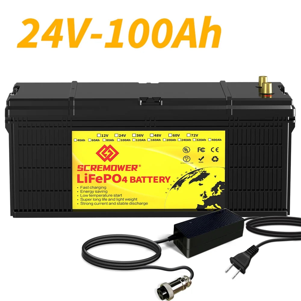 24V 100Ah LiFePO4 Battery with 100A BMS H4852