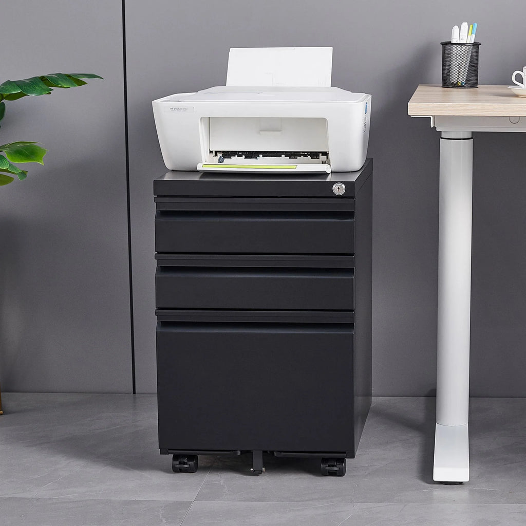 Black 3 Drawer Metal File Cabinet with Lock Y630
