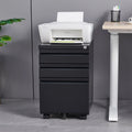 Black 3 Drawer Metal File Cabinet with Lock Y630