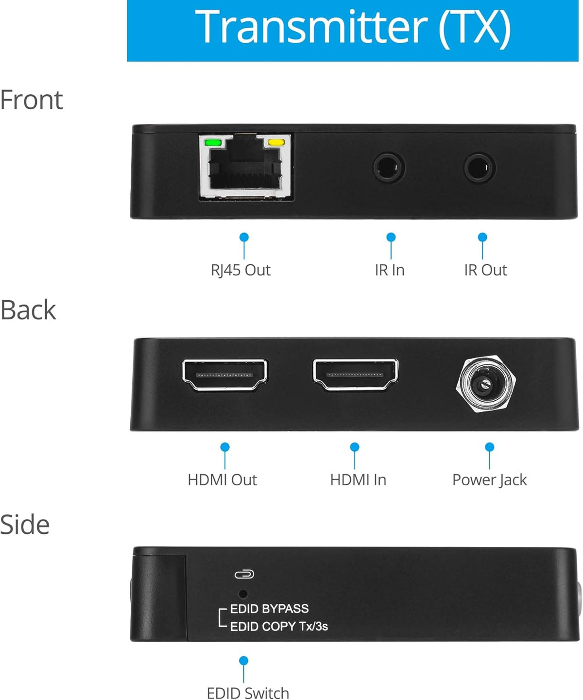 4K HDMI 2.0 Extender Balun Over CAT6 Ethernet Cable X933127