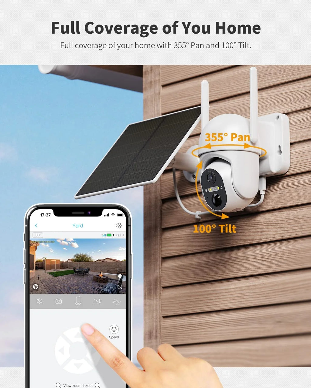 2K Solar Outdoor Security Camera with 360° Live Video Night Vision S963