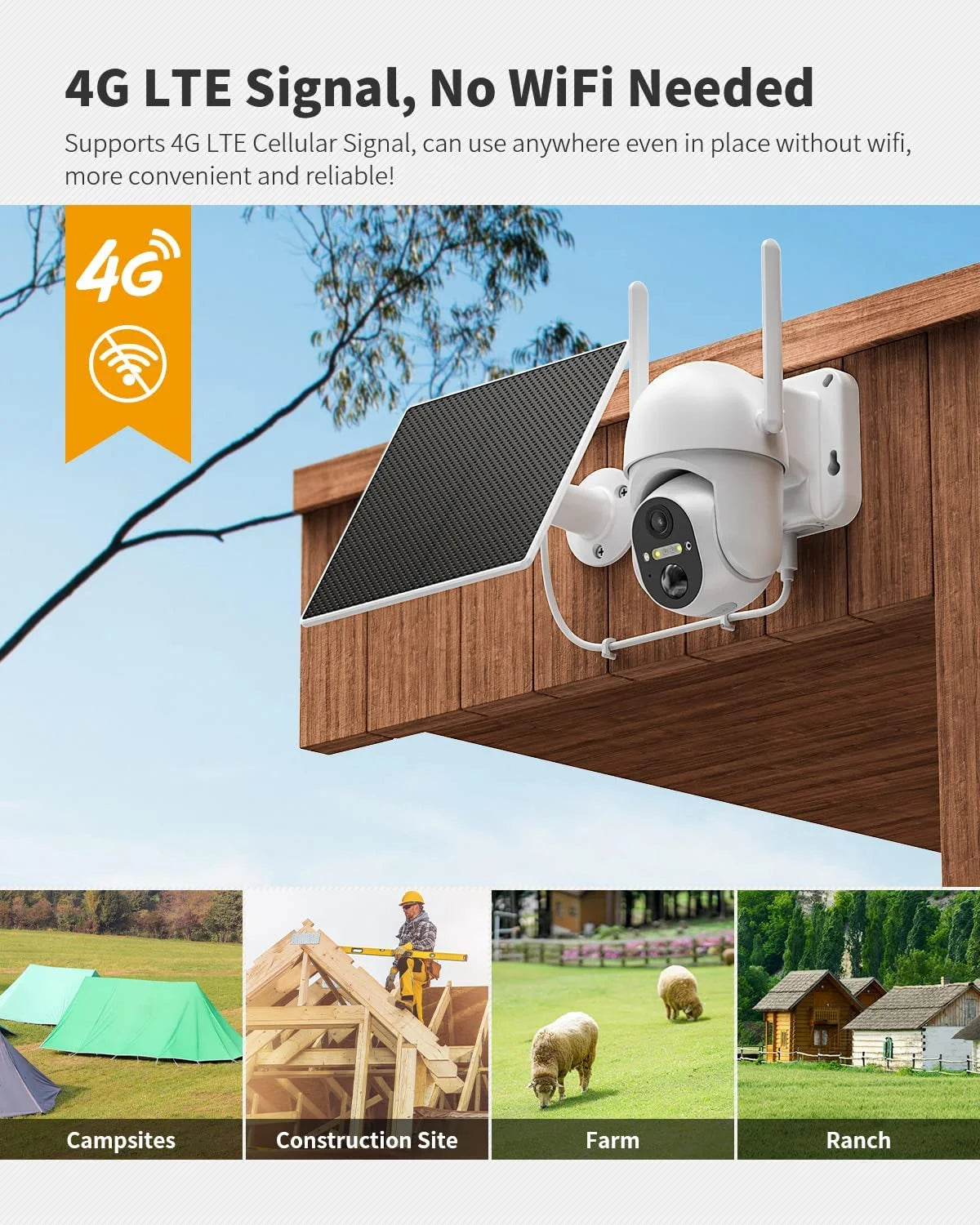 2K Solar Outdoor Security Camera with 360° Live Video Night Vision S963