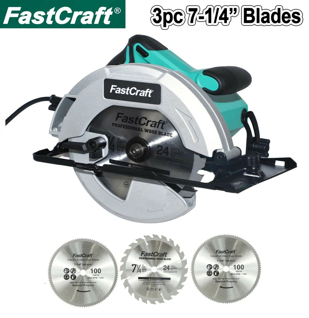 21A Circular Saw with 3pc 7-1/4" Blades Q59762