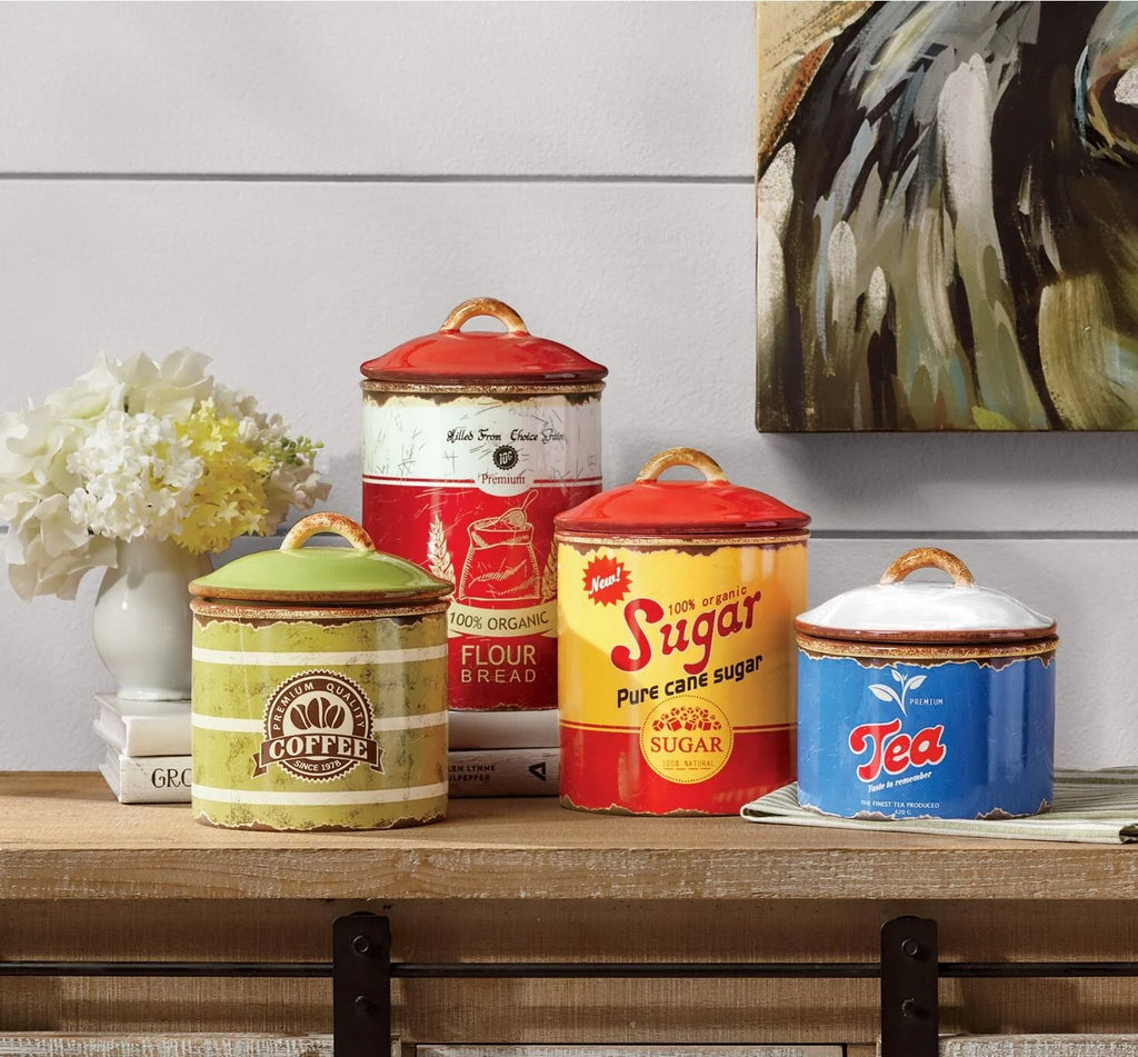 Red Ceramic Canisters Set of 4 S4455