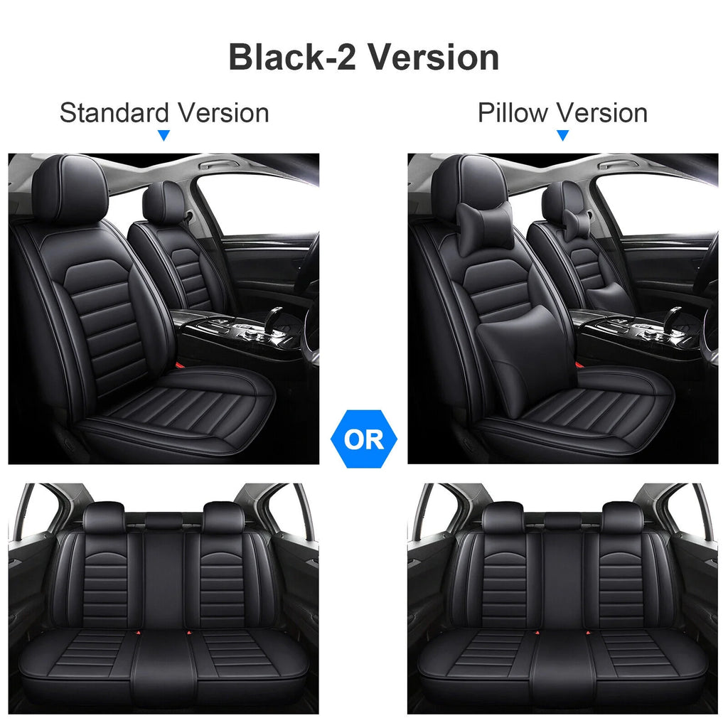 Black Waterproof Pu Leather Full Set Car Seat Covers N6914