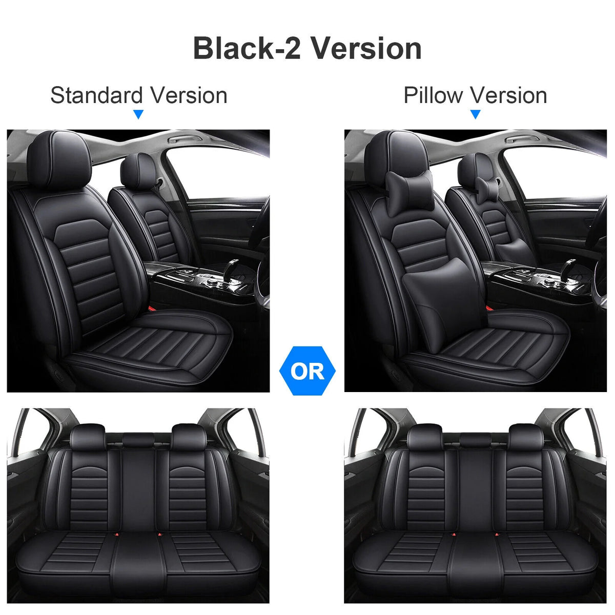 Black Waterproof Pu Leather Full Set Car Seat Covers N6914