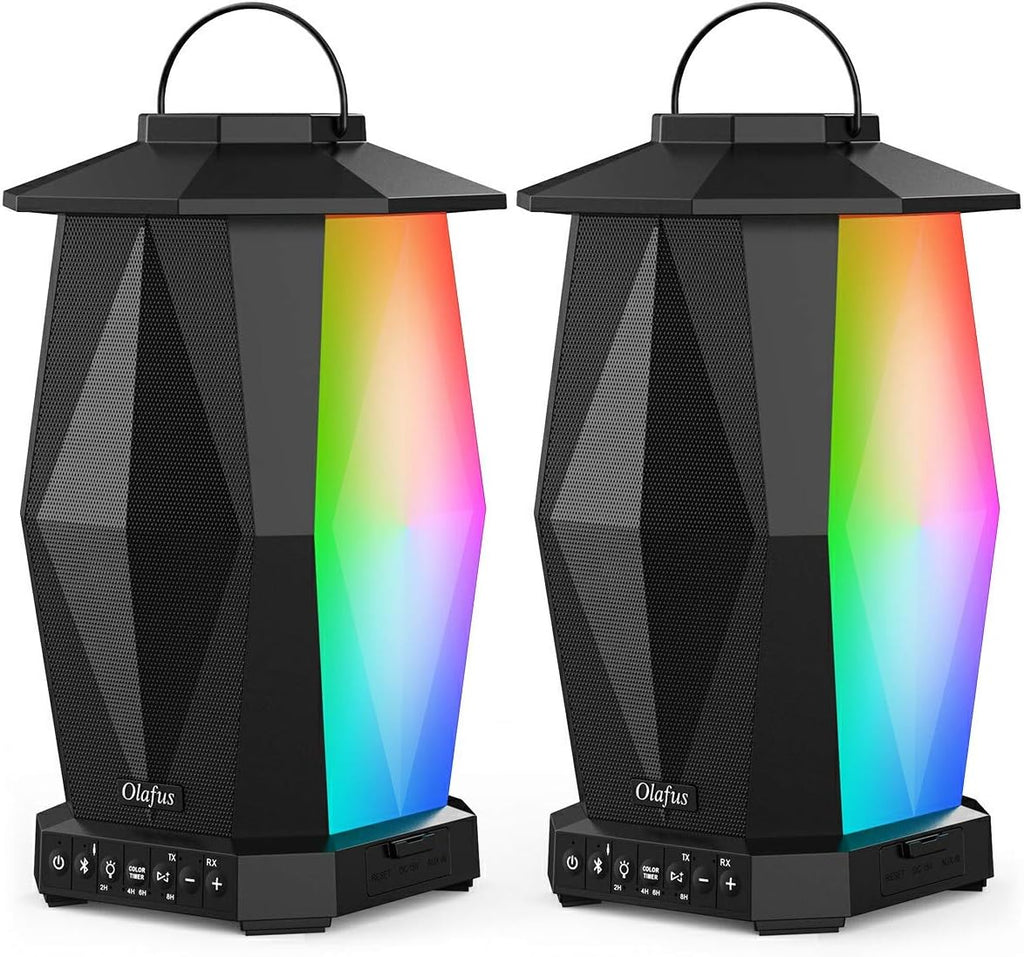 Outdoor Bluetooth Lantern Speakers 2 Pack, 25W Waterproof Wireless with LED Mood Lights, 20H Playtime J85426