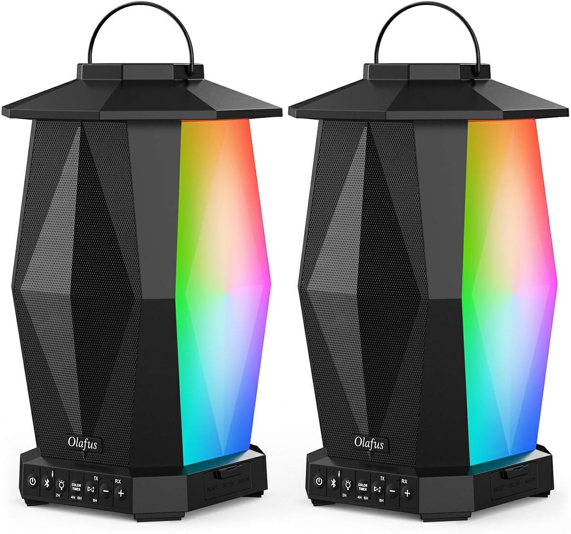 Outdoor Bluetooth Lantern Speakers 2 Pack, 25W Waterproof Wireless with LED Mood Lights, 20H Playtime J85426