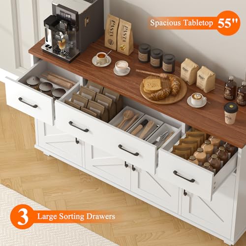 Blue Wood Buffet Cabinet with Drawers Q491