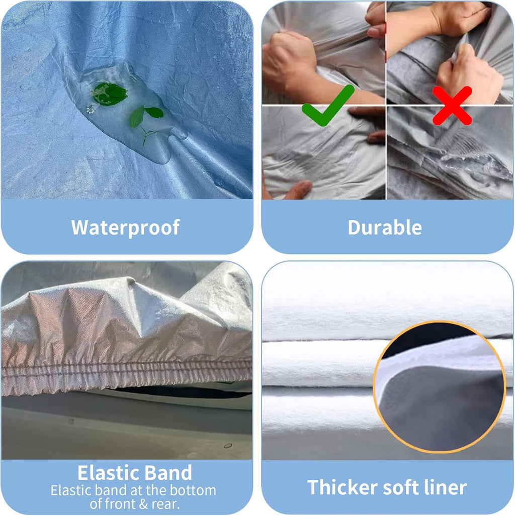 6 Layers Waterproof Cotton Car Cover with Zipper J32166