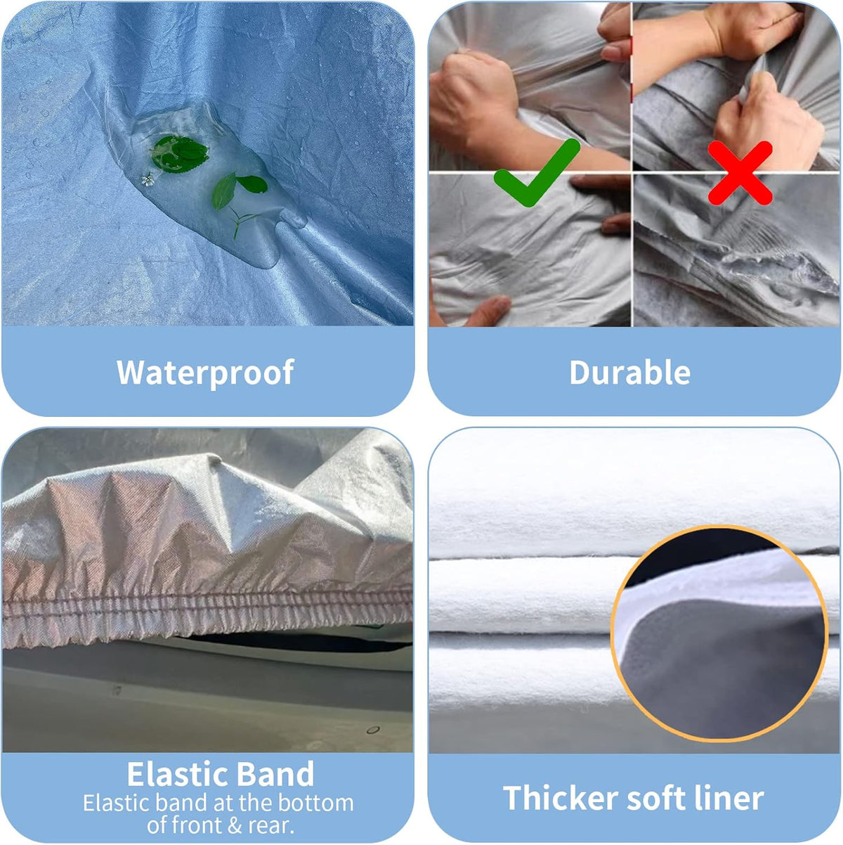 6 Layers Waterproof Cotton Car Cover with Zipper J32166