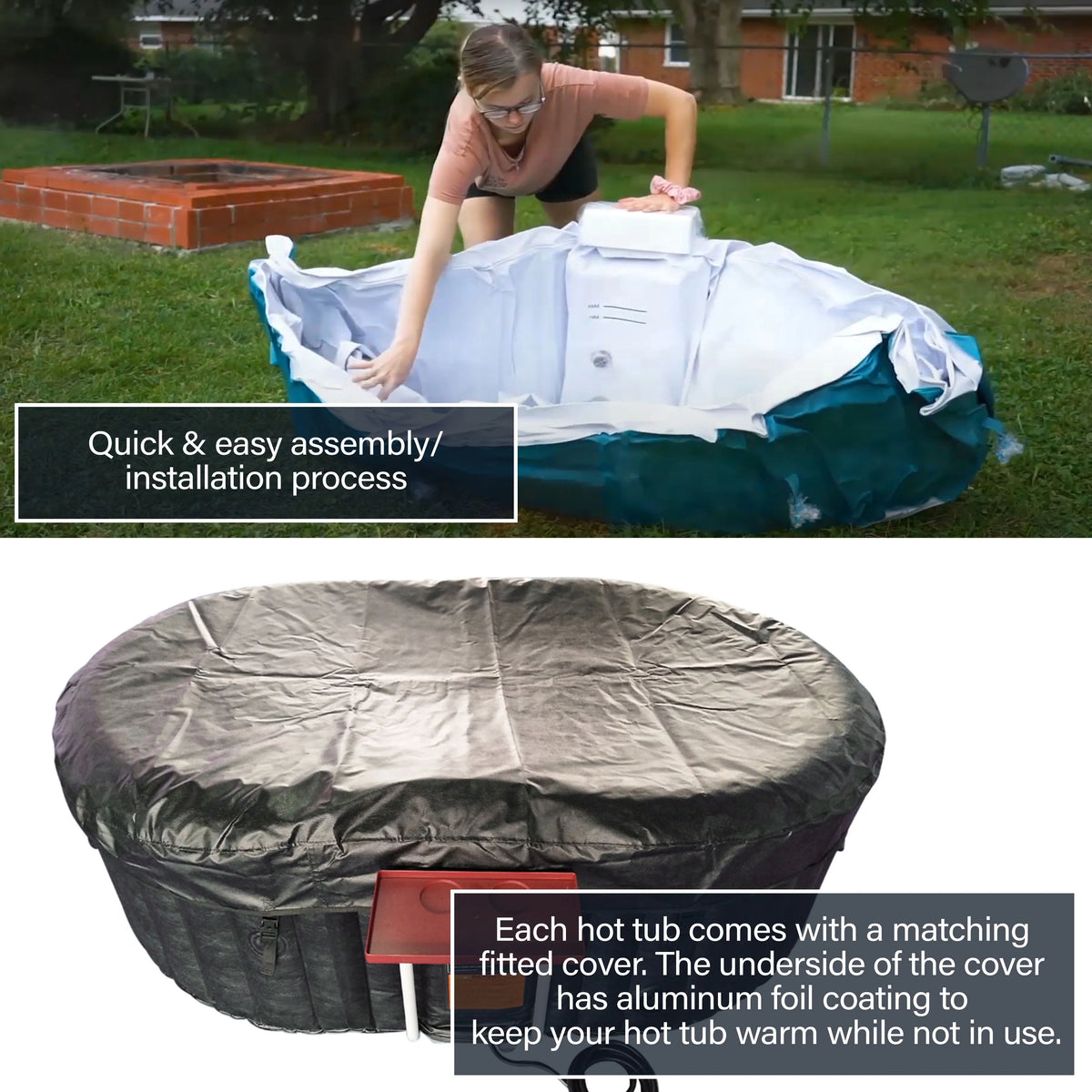 145 Gallon 2 Person Brown Oval Inflatable Hot Tub T5777