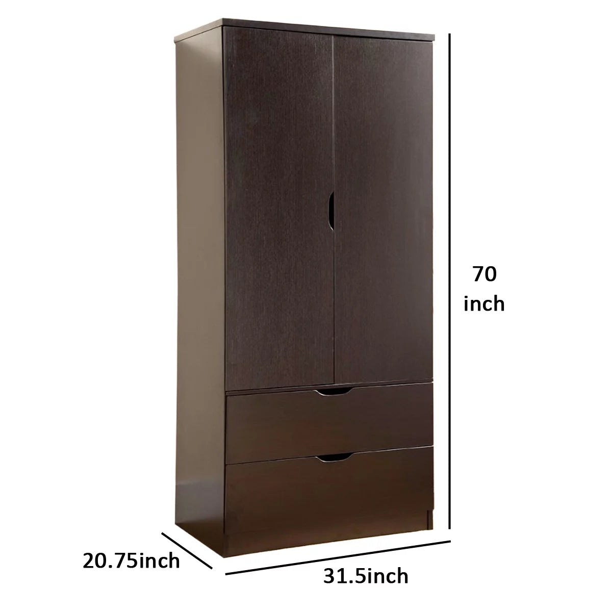 2 Door Wooden Wardrobe with Bottom Drawers J979164