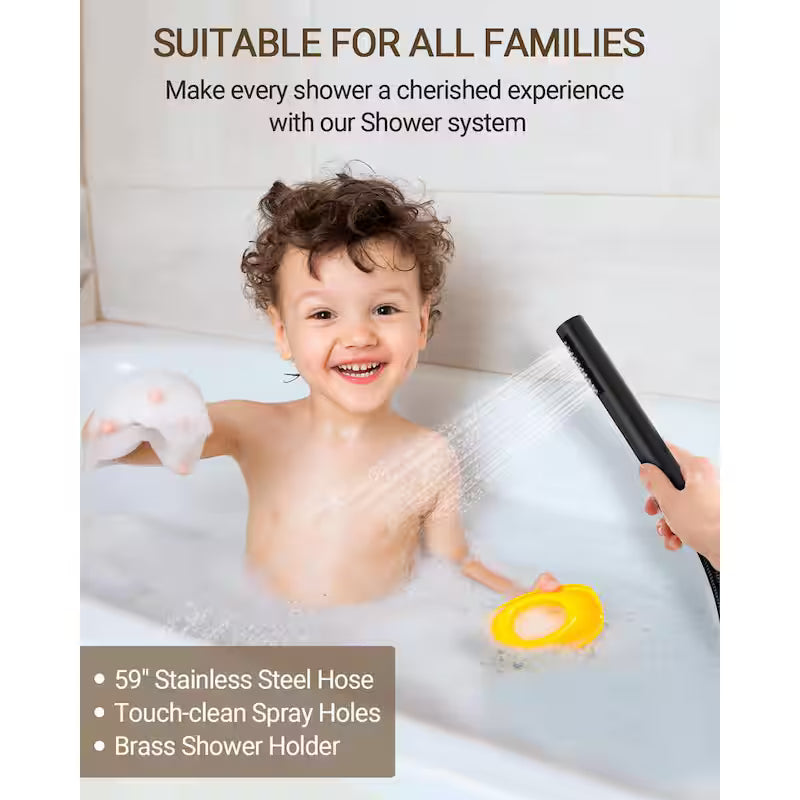 Wall Mounted Dual Shower Head and Handheld Shower Head 2.5 GPM Matte Black E907719