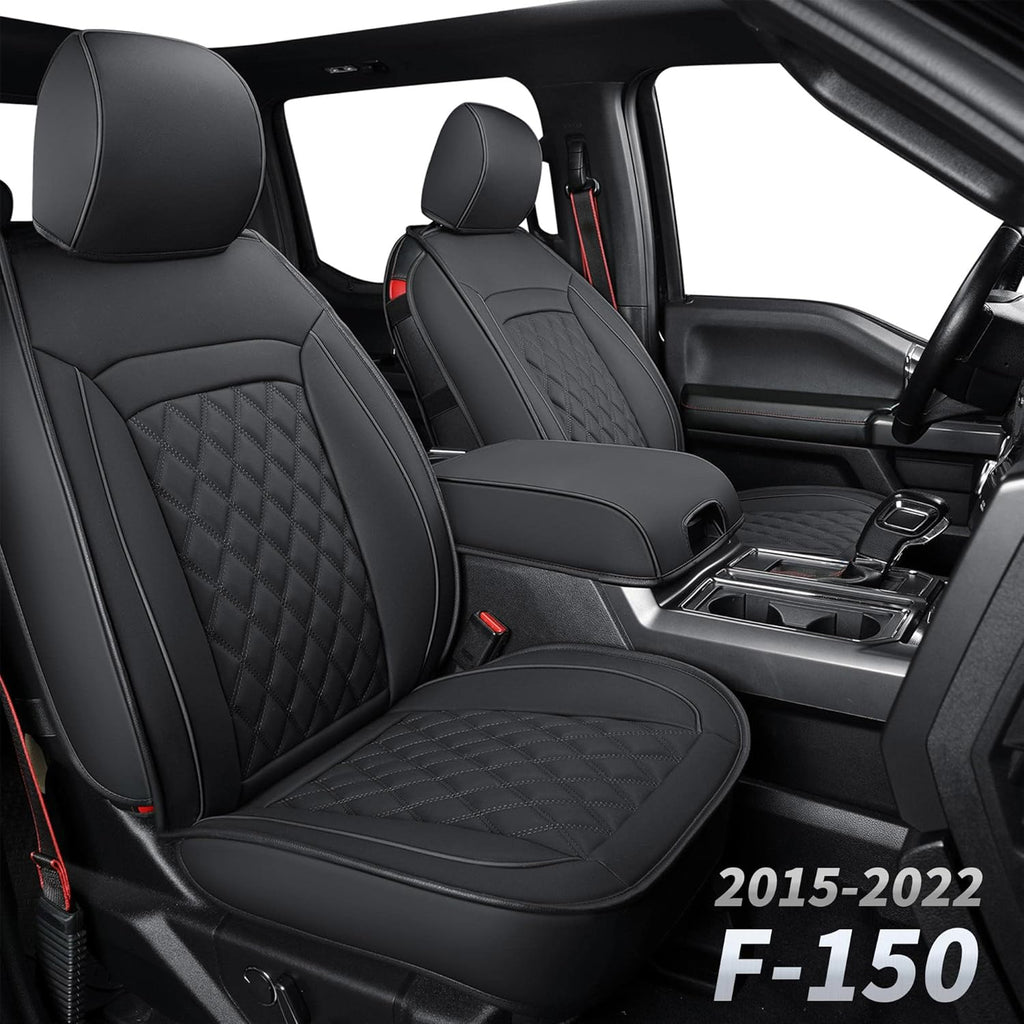 Black Faux Leather Seat Covers Front Set 2pcs W670062