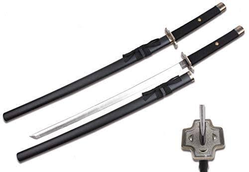 Black Handle Foam Samurai Sword with Wood Scabbard Y72537