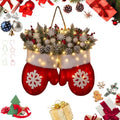 Christmas Mitten Wreath with 120 LED Lights and Timer H6041