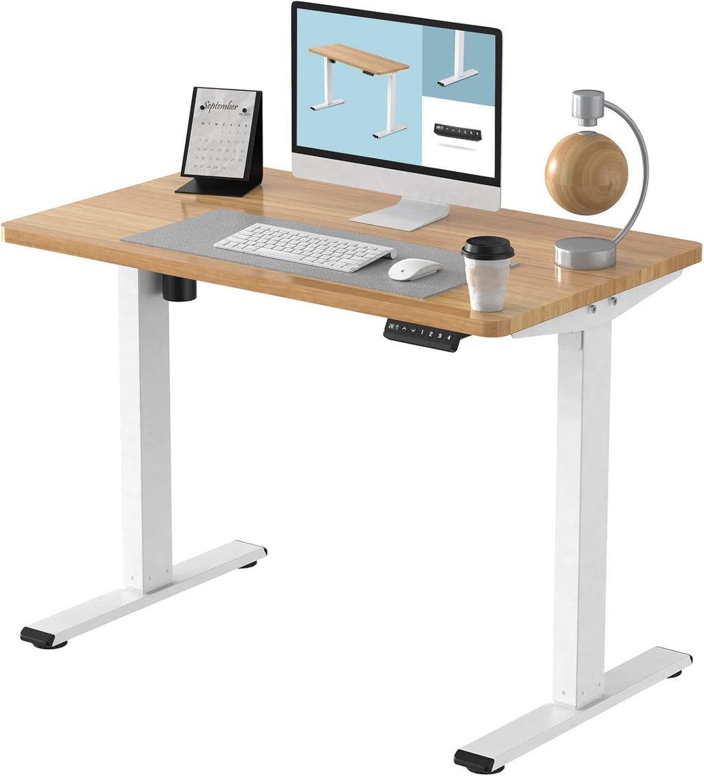 Electric Height Adjustable Standing Desk, 48 x 24 inch, White Frame/White Desktop G596