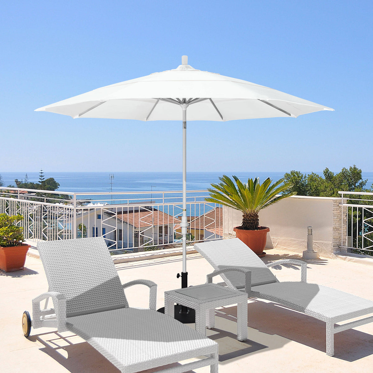 11' Aluminum Market Umbrella with Double Wind Vent Antique Beige O191510