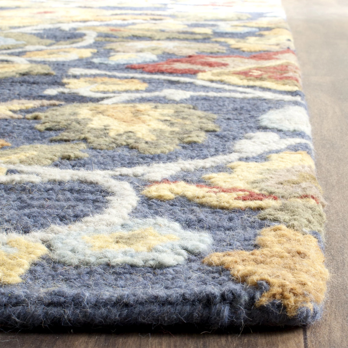 Navy Multi Floral Wool Area Rug 11' x 15' D866392