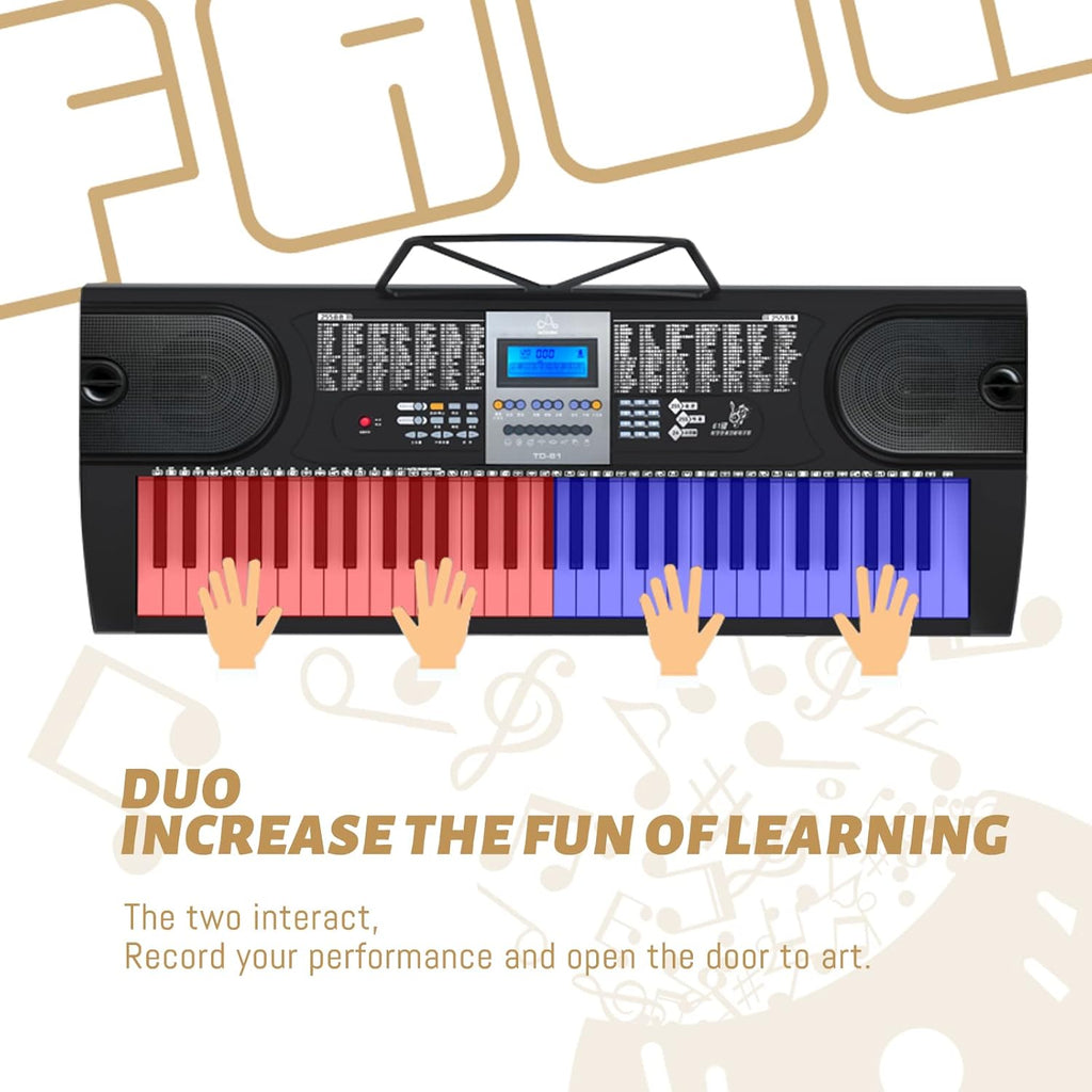 61 Key Keyboard Piano with LCD Display, 255 Sounds, Microphone, 3.5mm Audio Cable, 24 Demo Songs Y4451