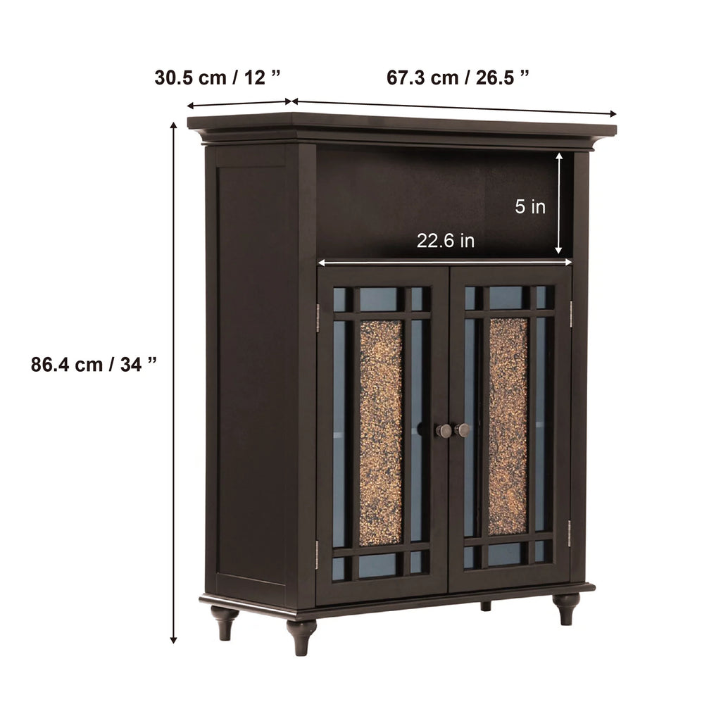 Wooden Bathroom Floor Cabinet with Glass Doors Y41824
