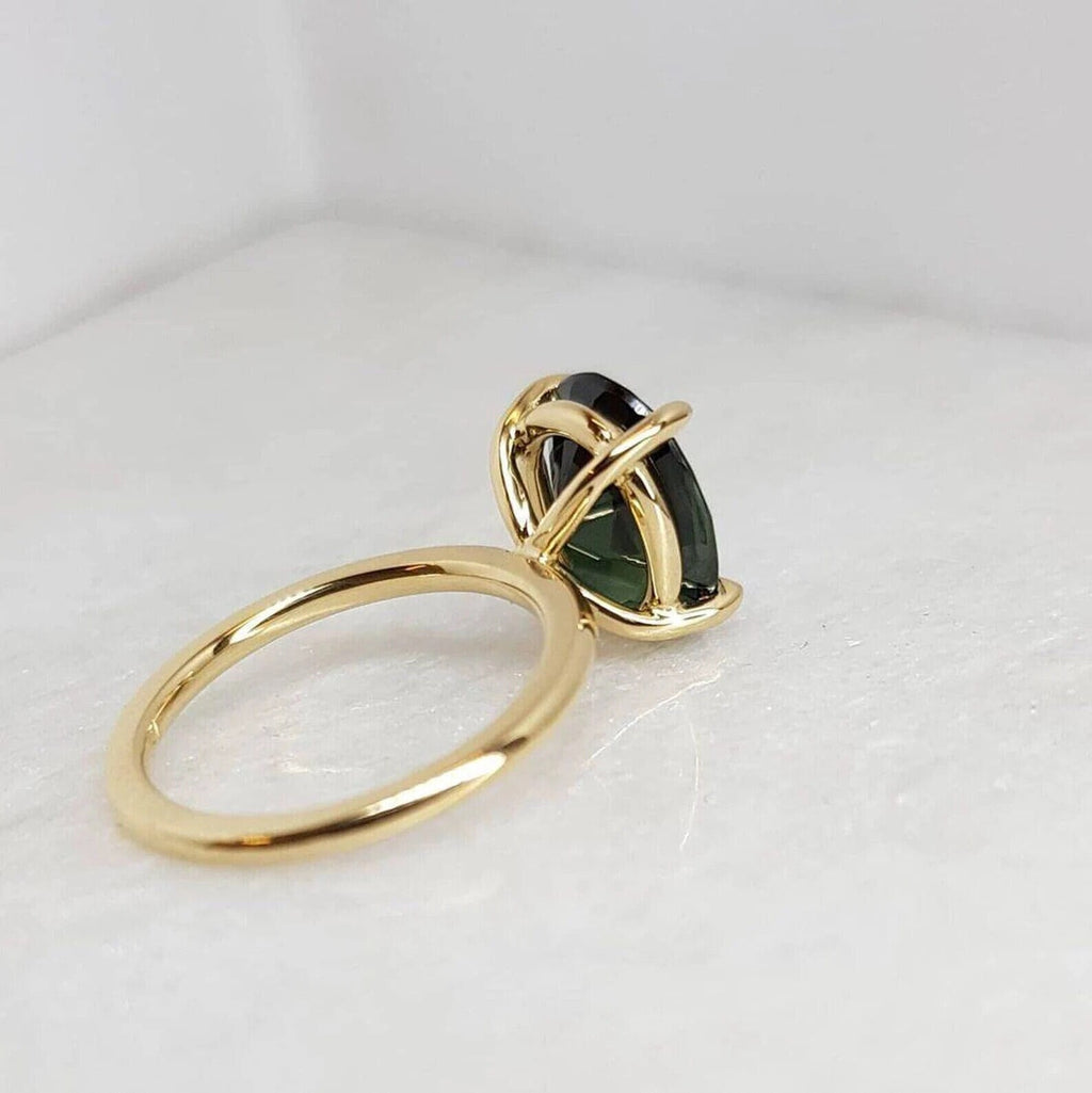 14k Gold Natural Teal Sapphire Ring G608