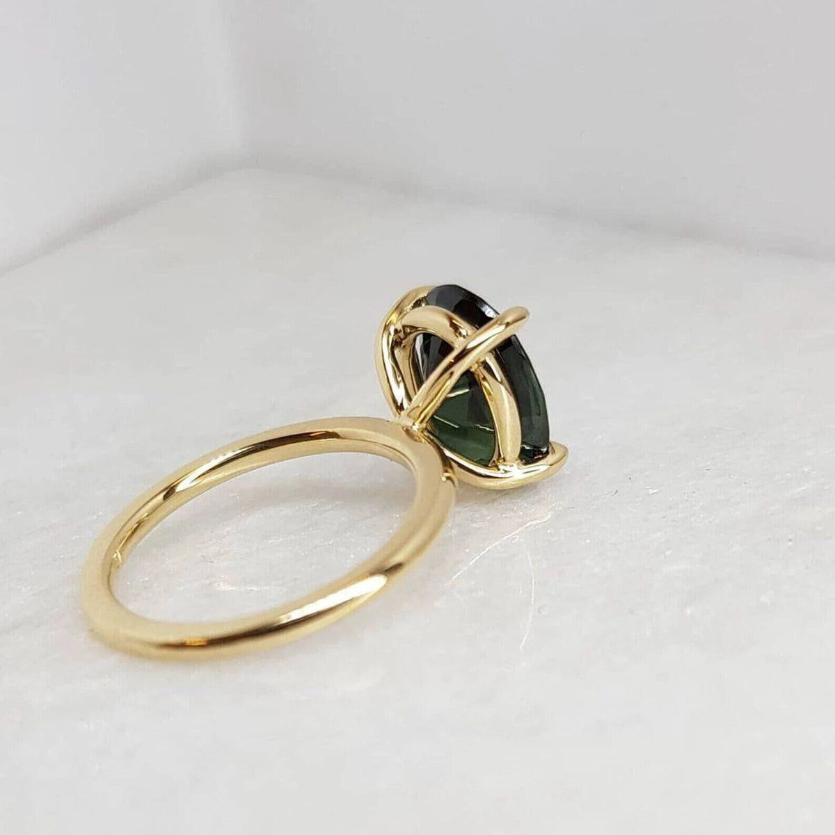 14k Gold Natural Teal Sapphire Ring G608