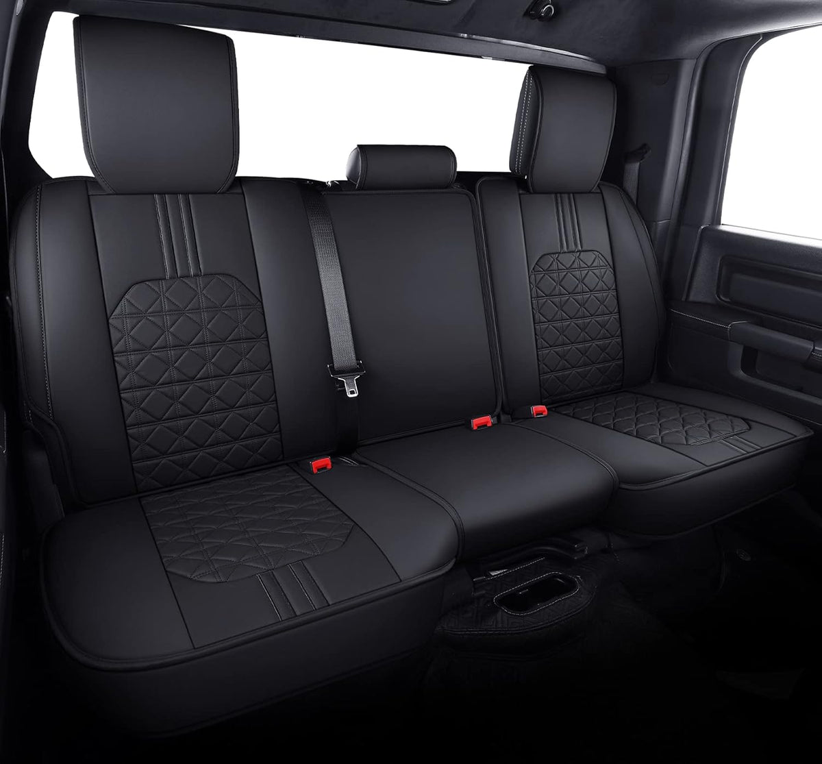 Black Faux Leather Front Seat Covers for Dodge RAM Pickup E756